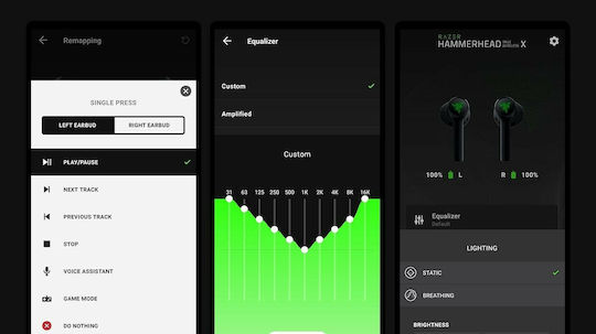 Razer Hammerhead X Ohrstöpsel Bluetooth-Freisprecheinrichtung Kopfhörer mit Schweißresistenz und Ladeetui Schwarz
