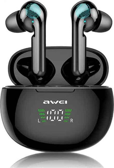 Awei T15 In-ear Bluetooth Handsfree Ακουστικά με Θήκη Φόρτισης Μαύρα