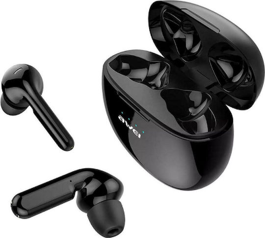 Awei T15 In-ear Bluetooth Handsfree Ακουστικά με Θήκη Φόρτισης Μαύρα