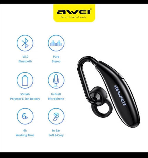 Awei N5 Business In-ear Bluetooth Handsfree Ακουστικό Μαύρο
