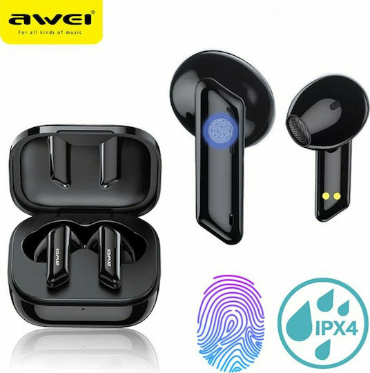 Awei T36 Ohrstöpsel Bluetooth-Freisprecheinrichtung Kopfhörer mit Schweißresistenz und Ladeetui Schwarz