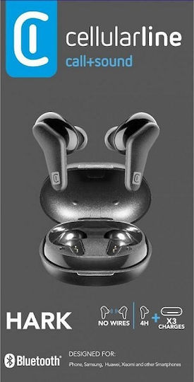 Cellular Line Hark In-ear Bluetooth Handsfree Căști cu Carcasă de Încărcare Negru