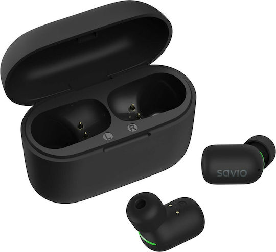 Savio TWS-09 In-ear Bluetooth Handsfree Ακουστικά με Θήκη Φόρτισης Μαύρα