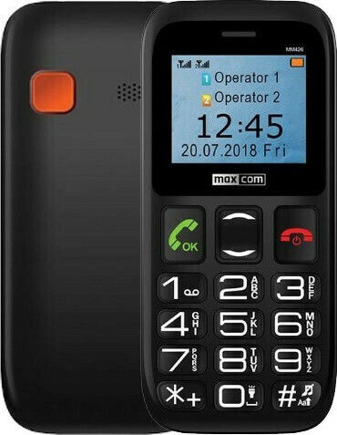 MaxCom Comfort MM426 Dual-SIM Handy mit Großen Tasten (Griechisches Menü) Schwarz