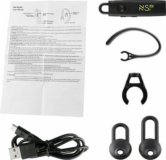 NSP BN400 Earbud Bluetooth Handsfree Ακουστικό Μαύρο