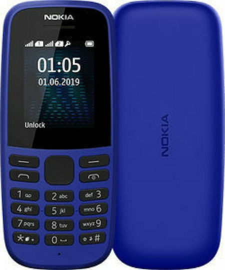 Nokia 105 (2019) Dual SIM Mobile with Buttons (English Menu) Blue