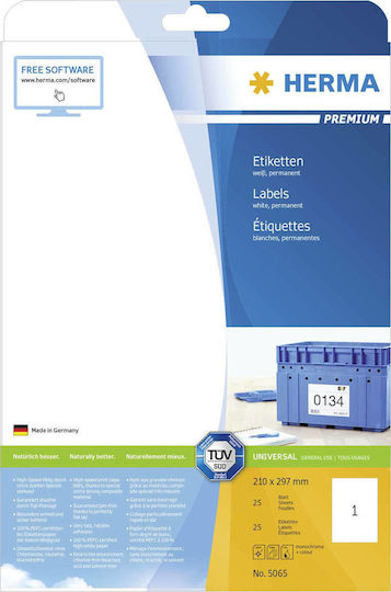 Herma 25 Αυτοκόλλητες Ετικέτες Α4 Ορθογώνιες 210x297mm