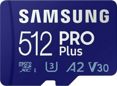 Samsung Pro Plus (2021) microSDXC 512GB U3 V30 A2 UHS-I με αντάπτορα