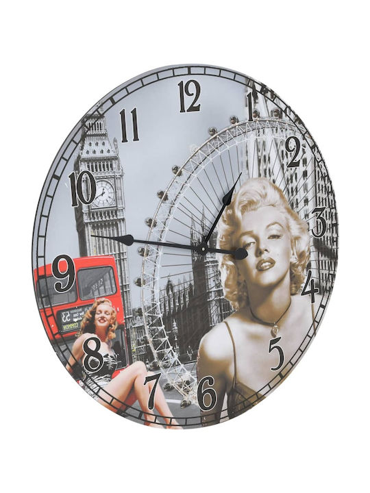 vidaXL Marilyn Monroe Ρολόι Τοίχου Πλαστικό Πολύχρωμο Ø60cm