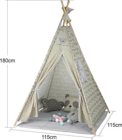 Bebe Stars Kids Indian Teepee Play Tent Panda Beige