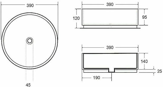 Swiss Aqua Technologies Infinitio Countertop Sink Ceramic 39x39x12cm Black Matt