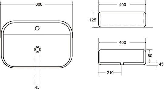Swiss Aqua Technologies Infinitio Countertop Sink Ceramic 60x40x12.5cm White Matt