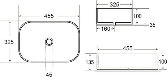 Swiss Aqua Technologies Infinitio Επικαθήμενος Νιπτήρας Κεραμικός 45.5x32.5cm Γκρι Ματ