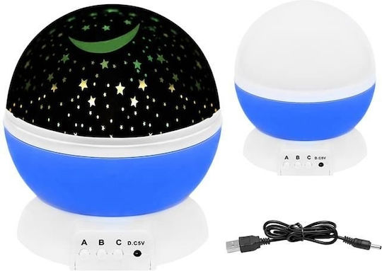 Factory Led Rotating Kids Projector Lamp with Star Projection Blue 12x12x13.5εκ.