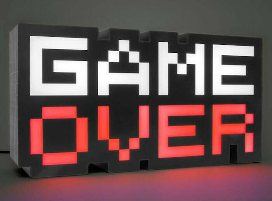 Paladone Παιδικό Διακοσμητικό Φωτιστικό Game Over με Εναλλαγές Χρωματισμών Κόκκινο 30x15.5cm