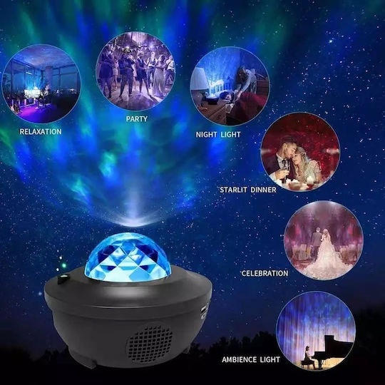 Andowl Led Παιδικό Φωτιστικό Projector Starry με Προβολή Αστεριών Μαύρο 11x11x16εκ.