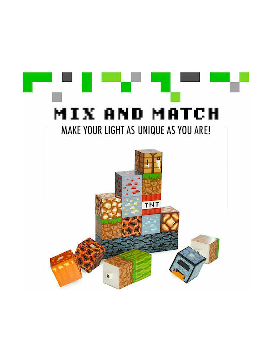 Paladone Led Kids Decorative Lamp Minecraft Block Building Multicolour 20x6x27εκ.