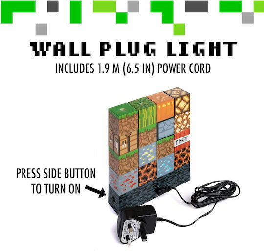 Paladone Led Kids Decorative Lamp Minecraft Block Building Multicolour 20x6x27εκ.