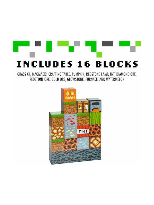Paladone Led Kids Decorative Lamp Minecraft Block Building Multicolour 20x6x27εκ.