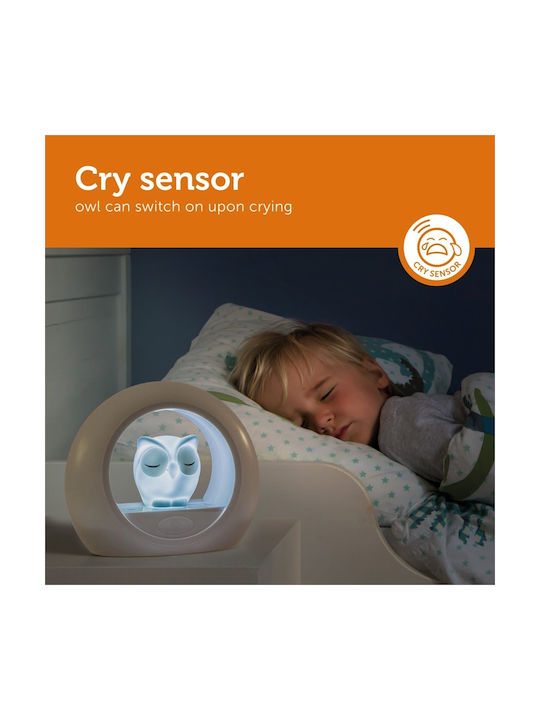 Zazu Nursery Night Light Lou The Owl Battery Gray Warm with Sensor