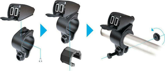 Lampa Waterproof Motorcycle Charger 5.4A with Ports: 2xUSB