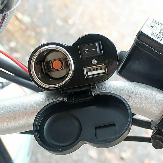 Andowl GL-41593 Waterproof Motorcycle Charger with Ports: 1xUSB & 1xLighter