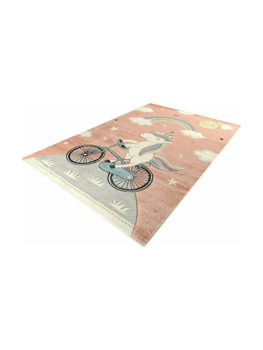 Tzikas Carpets 40115-055 Παιδικό Χαλί Μονόκερος Ροζ 160x230cm Πάχους 13mm