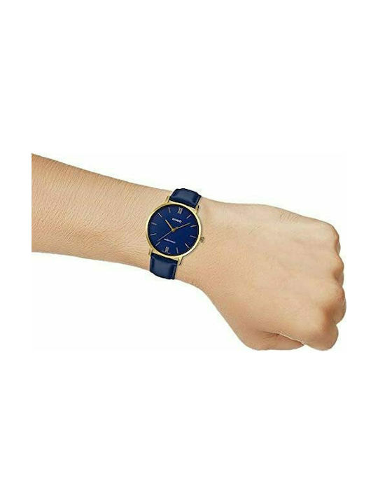 Casio Watch Battery with Blue Leather Strap