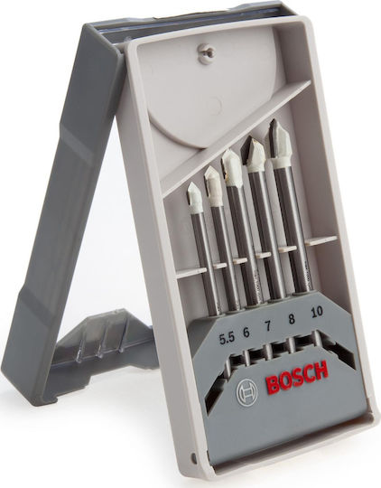 Bosch CYL-9 Σετ 5 Τρυπάνια με Κυλινδρικό Στέλεχος για Γυαλί και Πλακίδια