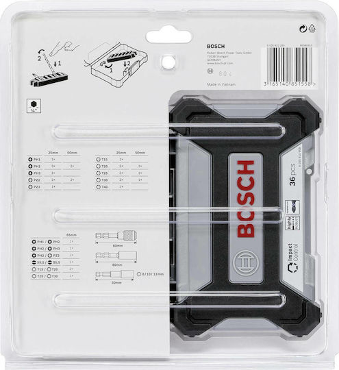 Bosch Σετ 36 Μύτες Κατσαβιδιού Impact Control