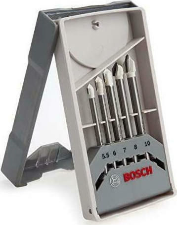 Bosch CYL-9 Set 5 Burghie cu Tija Cilindrică pentru Sticlă και gresie