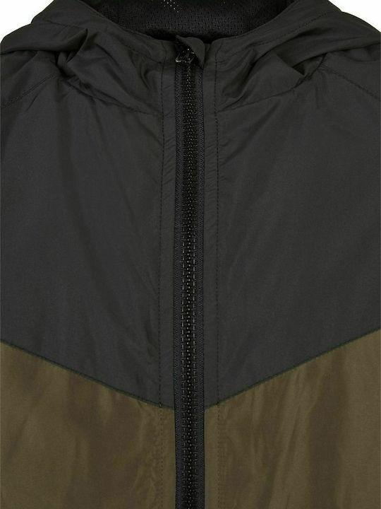 Windrunner Kids Casual Short Windproof Jacket with Hood Khaki