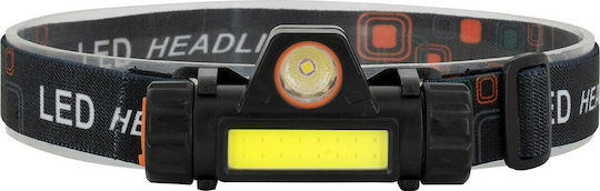 GloboStar Επαναφορτιζόμενος Φακός Κεφαλής LED IP44 Διπλής Λειτουργίας με Μέγιστη Φωτεινότητα 2500lm XML2-T6 Chip 25 Watt Ενσωματωμένη