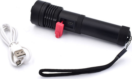 X-Balog Rechargeable Flashlight LED IPX4 with Maximum Brightness 1500lm P90 Black