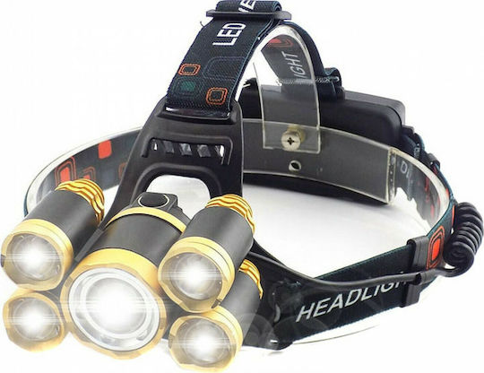 Wiederaufladbar Stirnlampe LED mit maximaler Helligkeit 10000lm T6 Toach R5 Gold