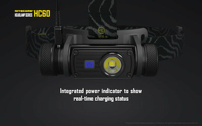 NiteCore Rechargeable Headlamp LED Waterproof IPX7 with Maximum Brightness 1000lm HC60 2 x CR123