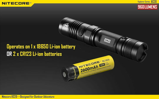 NiteCore Φακός LED IPX8 με Μέγιστη Φωτεινότητα 960lm EC20