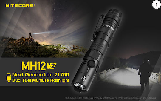 NiteCore Επαναφορτιζόμενος Φακός LED IPX8 με Μέγιστη Φωτεινότητα 1200lm MH12v2