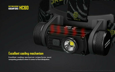 NiteCore Rechargeable Headlamp LED Waterproof IPX7 with Maximum Brightness 1000lm HC60 2 x CR123