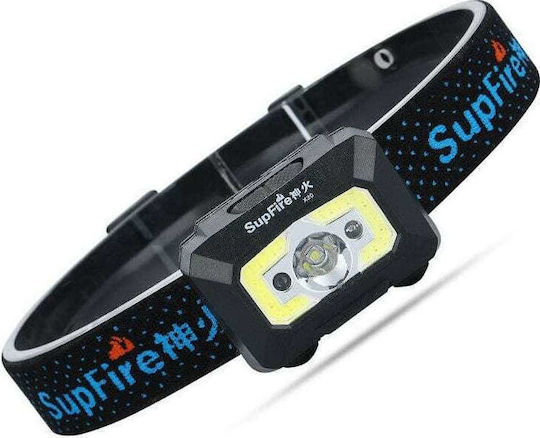 Superfire Rechargeable Headlamp LED IP44 with Maximum Brightness 500lm Black