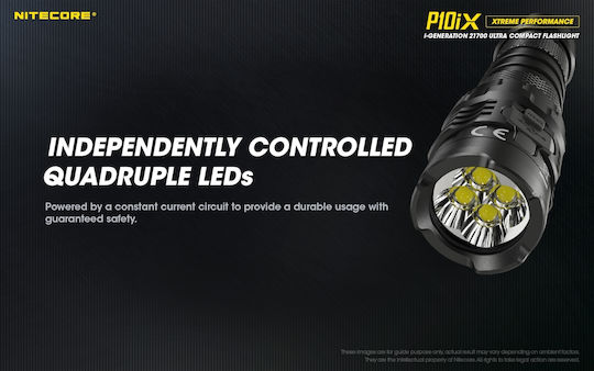 NiteCore Rechargeable Flashlight LED IP68 with Maximum Brightness 4000lm P10ix 2x CR123 Black