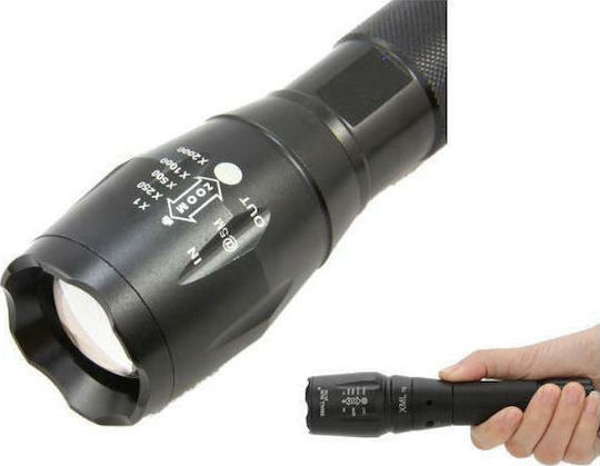 Rechargeable Flashlight LED IP68 with Maximum Brightness 1000lm Led XML T6 Black