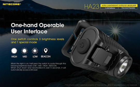 NiteCore Челник LED IP67 с Максимална Яркост 250лм HA23 Черен
