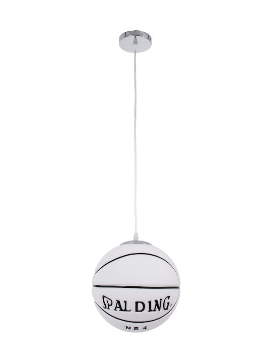 GloboStar Kids Glass Single Ceiling Light E27 Spalding Nba White 25x25cm