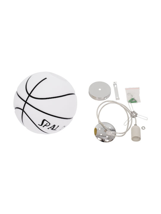 GloboStar Kids Glass Single Ceiling Light E27 Spalding Nba White 25x25cm
