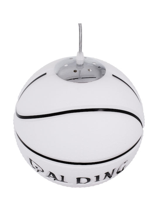 GloboStar Kids Glass Single Ceiling Light E27 Spalding Nba White 25x25cm