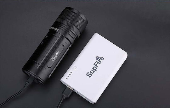 Superfire Rechargeable Flashlight LED IP34 with Maximum Brightness 140lm Embedded and Tripod Black