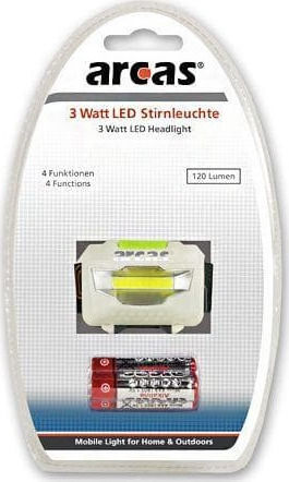 Arcas Φακός Κεφαλής LED με Μέγιστη Φωτεινότητα 120lm 3W Λευκός