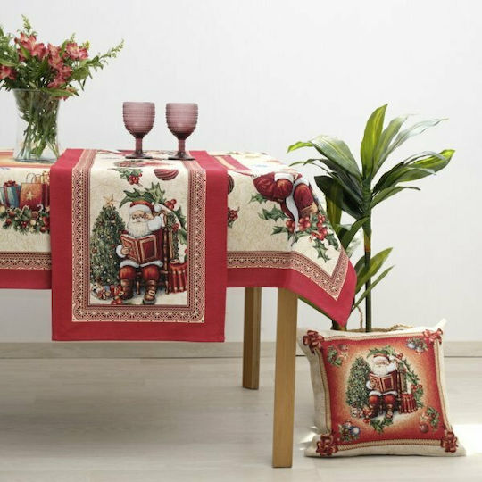 Dimeco Dimeco Christmas Tablecloth Fabric Red L180xW140cm.