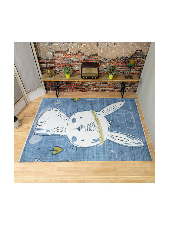 Ezzo Bunny KD46 Kinder Teppich Blau 160x230cm Dicke 5mm